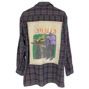 Notorious BIG Flannel Shirt Mens Large Medium Unisex Biggie Smalls Retro Plaid
